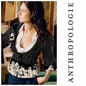 Anthropologie Proscenium Polka Dot Velvet Blazer